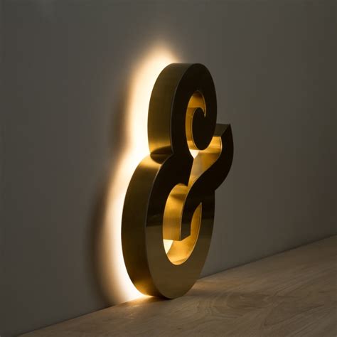 fabricated metal letters halo lit gold|halo lit metal letters.